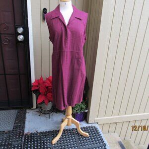 #719  WOMAN'S LINEN WINE COLORED DRESS BY WHITE STAG  (SIZE X-LARGE)